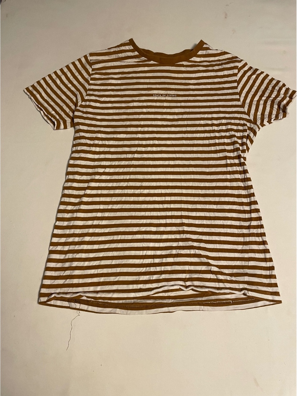 Denim & Flower Ricky Singh Striped Brown and White T-Shirt Size S